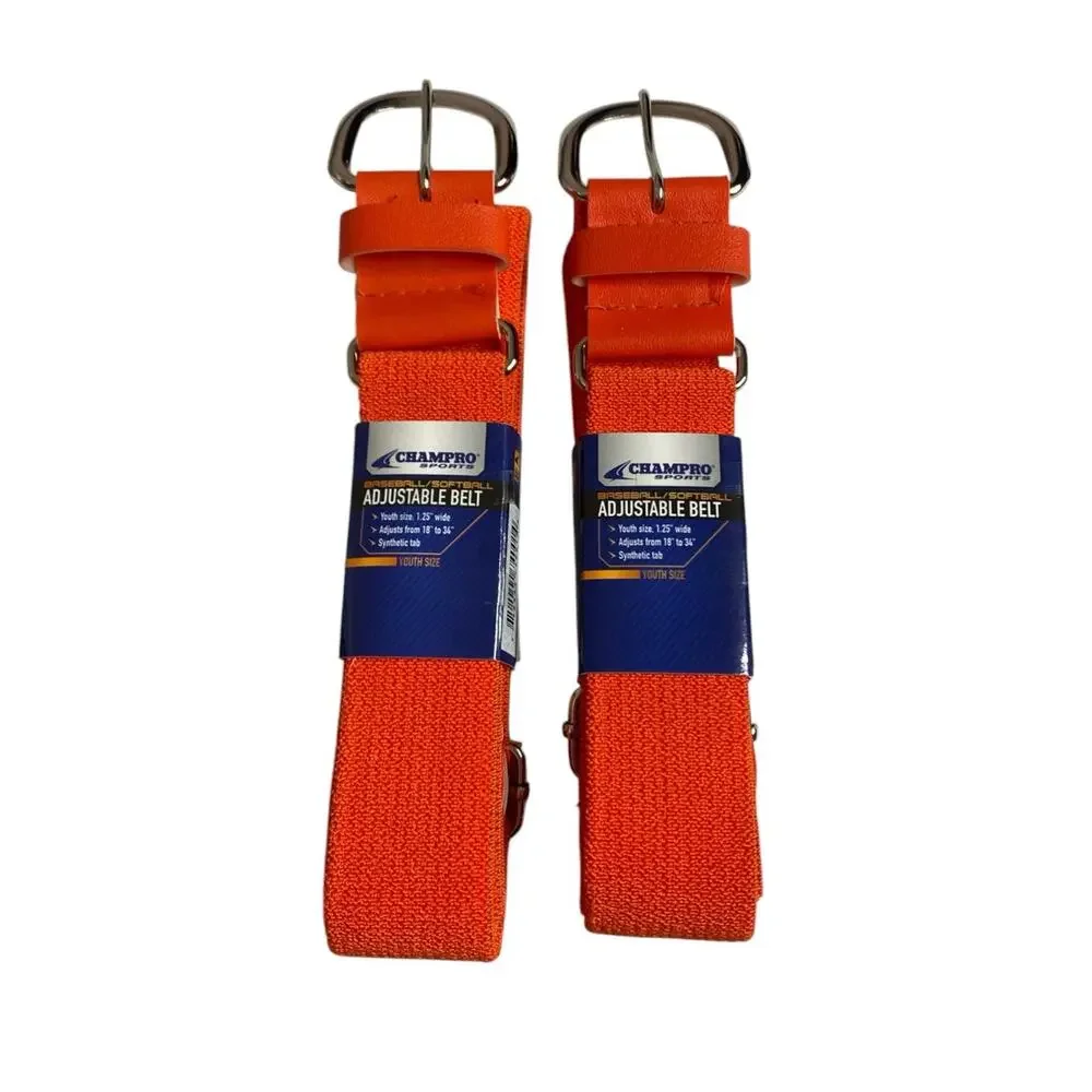 2 Pack Champro Youth Baseball Softball Adjustable Belt Orange 18